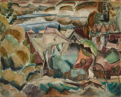 Henri Le Fauconnier : Village au bord d'un lac