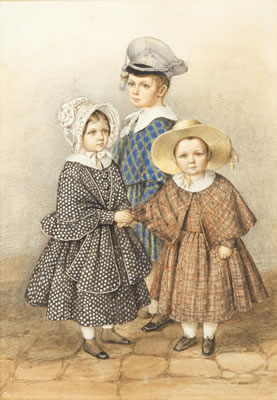 Mary Ellen Best : 'Portrait of Frank, Caroline and Fred, November 1845'