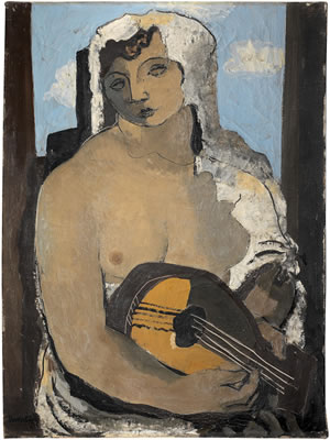 Jean Souverbie : Jeune femme à la mandoline