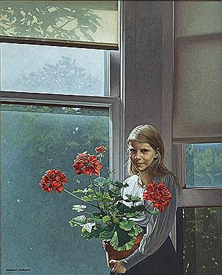 Herbert Laurence Davidson : 'Girl with Geraniums'