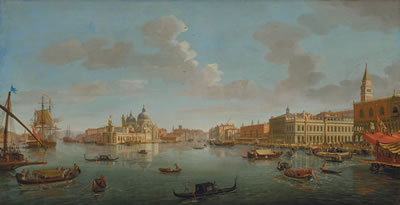 Gaspar Van Wittel : The Molo, Venice, looking West towards the entrance of the Grand Canal