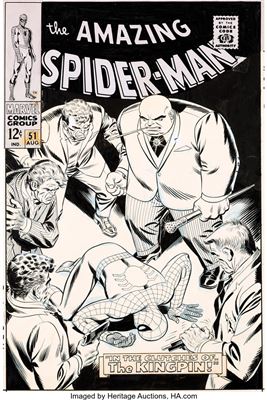 John Romita Sr : Amazing Spider-Man #51 Cover Kingpin Original Art (Marvel, 1967)