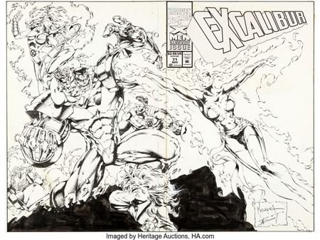 Joe Madureira : Excalibur #71 Wraparound Cover X-Men Original Art (Marvel, 1993)