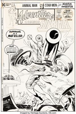 Bob Oksner : Adventure Comics #420 Cover Supergirl Original Art (DC, 1972)