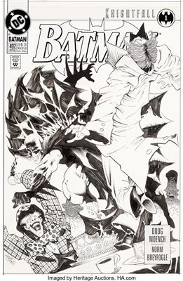 Kelley Jones : Batman #492 Cover 'Knightfall Part 1' Original Art Cover (DC, 1993)