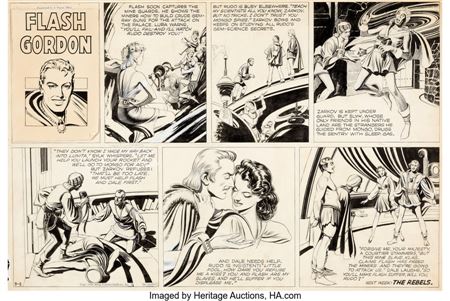 Mac Raboy : Flash Gordon Sunday Comic Strip Original Art dated 9-5-48 (King Features Syndicate, 1948)