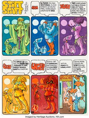 Vaughn Bode : Cavalier Magazine 'Stiff Staff' Complete 1-Page Comic Strip Original Art (Cavalier, 1971)