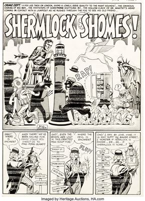 Will William Elder : MAD #7 Complete 8-Page Story 'Shermlock Shomes!' Original Art (EC, 1953)