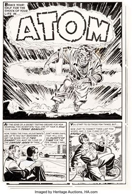 Joe Certa : Chamber of Chills Magazine #18 Complete 5-Page Story 'Atom' Original Art (Harvey, 1953)