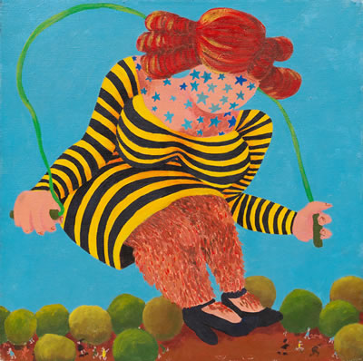 Gladys Nilsson : Untitled (Hairy Legged, Star TattooedGiantess in Striped Dress Skipping Rope), c. 1965