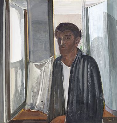 Ignac Kokas : Self-Portrait in Studio with Reflecting Windows