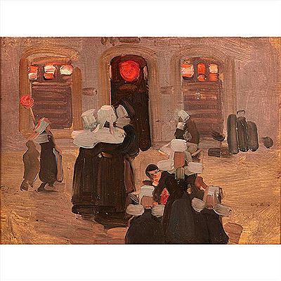 Robert Brough : BRETON WOMEN BY STREET LIGHT