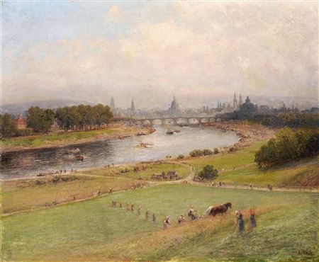 Albert Ernst Muhlig : Blick auf Dresden vom Waldschlösschen aus