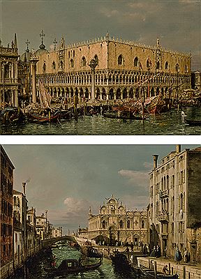 Francesco Zanin : VENICE, VIEW OF THE PALAZZO DUCALE; VENICE, VIEW OF THE SCUOLA GRANDE DI SAN MARCO