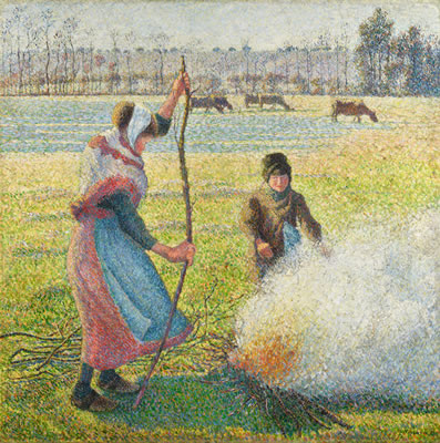 Camille Pissarro : GELÉE BLANCHE, JEUNE PAYSANNE FAISANT DU FEU