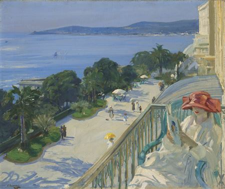 John (Sir John) Lavery : The Terrace, Cap d'Ail