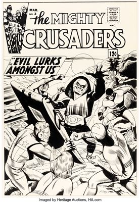 Paul Reinman : The Mighty Crusaders #3 Cover Original Art (Archie, 1966)