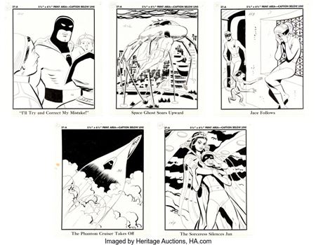 Daniel Spiegle : Space Ghost and the Sorceress of Cyba-3 Big Little Book Illustrations by Dan Spiegle Original Art Group of 5 (Hanna-Barbera/Whitman, 1968)