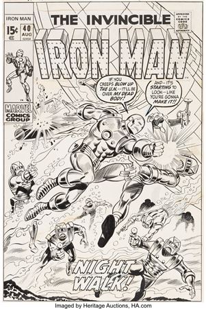 George Tuska : George Tuska and Frank Giacoia Iron Man #40 Cover Original Art (Marvel, 1971)