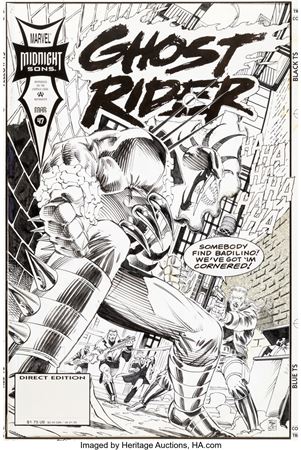 Ron Garney : Ron Garney and Chris Ivy Ghost Rider #47 Cover Vengeance Original Art (Marvel, 1994)