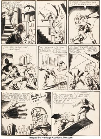 Bob Fujitani : Pep Comics #39 Story Page 12 Hangman Original Art (Archie, 1943)