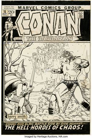 Barry Windsor-Smith : Conan the Barbarian #15 Cover Original Art (Marvel, 1972)