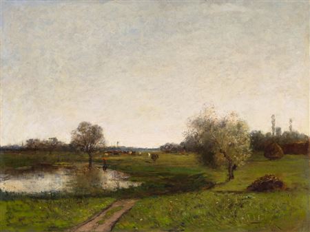 Arthur Tolgyossy : Shepherd at the Water, Hommage á Corot