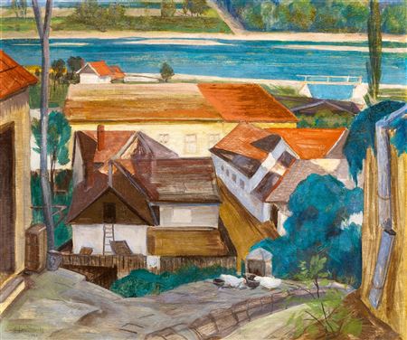 Jozsef Banathi-Schwerak : View to the Danube (Szentendre), 1935