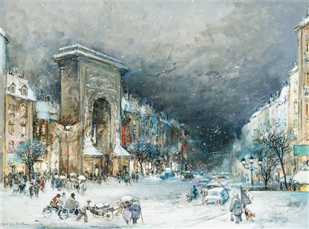 Antal Jancsek : Porte Saint-Denis in Snowfall