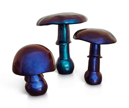 Sylvie Fleury : Mushroom (KK 715 Royal Berry); Mushroom (KK 710 Majestic Royal); Mushroom (KK 743 Aqua Purpleen) [Three Works]