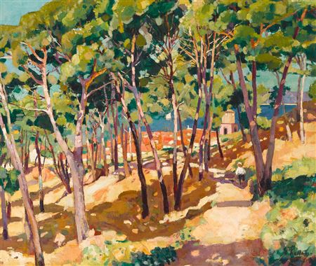 Adolphe Keller : Paysage ensoleille, Saint Tropez