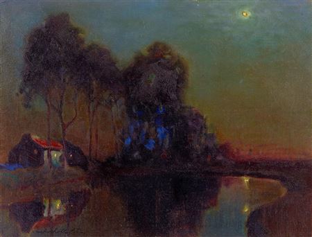 Charles Rollo Peters : Moon over a pool