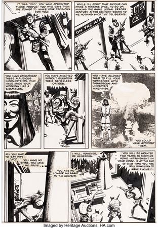 David Lloyd : David Lloyd Warrior #16 'V for Vendetta' Story Page 5 Original Art (Quality Communications, 1983)