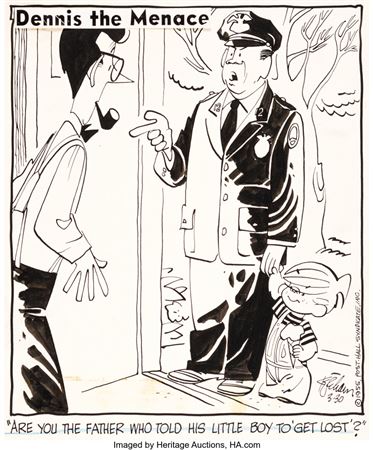 Hank Ketcham : Dennis the Menace Daily Comic Strip Original Art dated 3-30-55 (Post-Hall Syndicate, 1955)