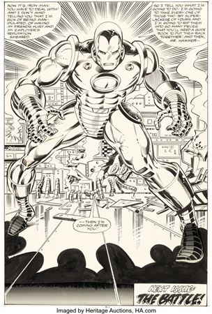 John Salvatore Romita Jr : John Romita Jr. and Bob Layton Iron Man #126 Splash Page 17 Original Art (Marvel, 1979)