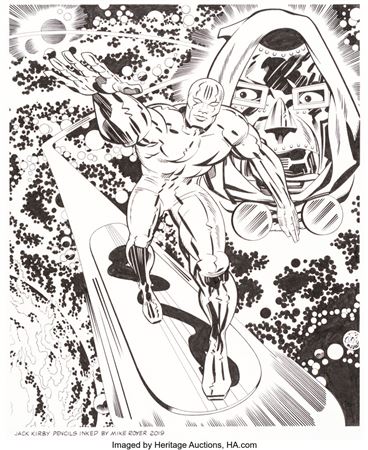 Mike Royer : Mike Royer - Silver Surfer and Dr. Doom Illustration Original Art (2019)