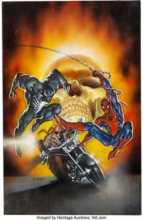 Mark Texeira : Mark Texeira Web of Spider-Man #96 Cover Ghost Rider Original Art (Marvel, 1993)