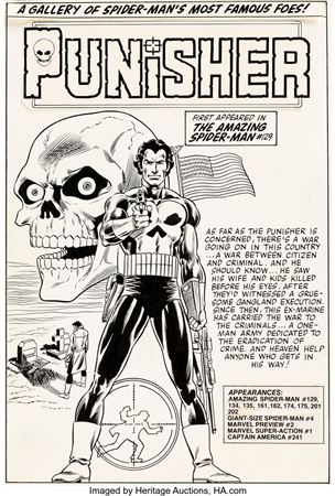 Greg LaRocque : Greg LaRocque and Frank Giacoia The Amazing Spider-Man Annual #15 Punisher Pin-Up Original Art (Marvel, 1981)