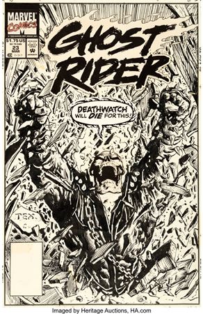 Mark Texeira : Ghost Rider #23 Cover Original Art (Marvel, 1992)