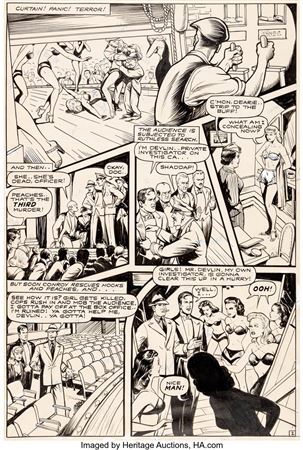 Alexander Alex Aladar Blum : Alex Blum and Matt Baker Fight Comics #39 Story Page 2 Hooks Devlin Original Art (Fiction House, 1945)