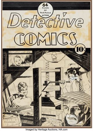 Fred B Guardineer : Fred Guardineer Detective Comics #24 Cover Original Art (DC, 1939)