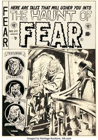 Graham Ingels : Graham Ingels (as Ghastly) Haunt of Fear #20 Cover Original Art (EC, 1953).