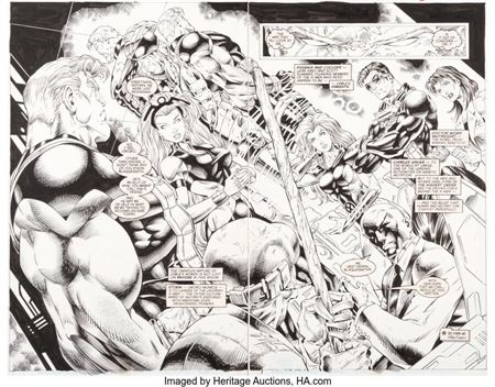 Ian Churchill : Ian Churchill and Scott Hanna Cable #29 Double Splash Page 7-8 Original Art (Marvel, 1996)