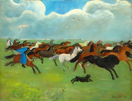 Elek Gyori : Thunderstorm on the Plains (Wild Studs), 1939