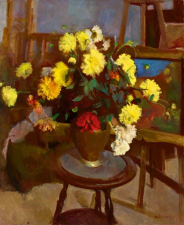 Ferencz Hatvany : Atelier with Flowers, c. 1935