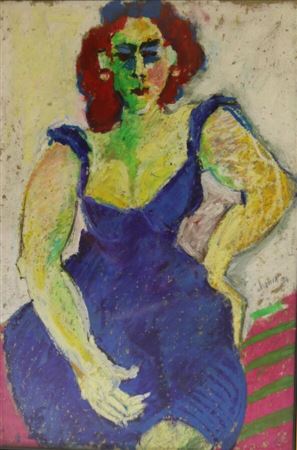 Serge Hanin : Woman in a Blue Dress