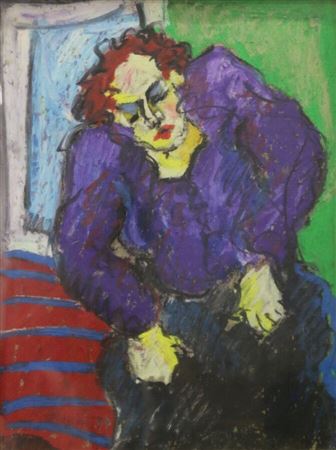 Serge Hanin : Woman in a purple blouse