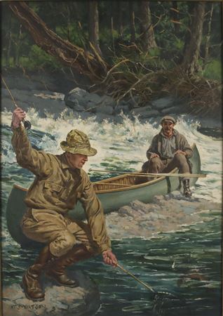 Henry Sumner (Hy) Watson : Netting a Trout