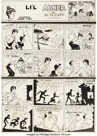 Al Capp : Al Capp Li'l Abner Sunday Comic Strip Original Art dated 9-1-1935 and Al Capp's Li'l Abner Vol-1 Book (United Feature Syndicate, 1935)