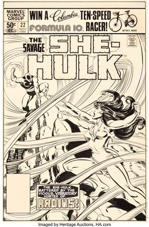 Mike Vosburg : Mike Vosburg and Al Milgrom The Savage She-Hulk #22 Cover Original Art (Marvel, 1981)